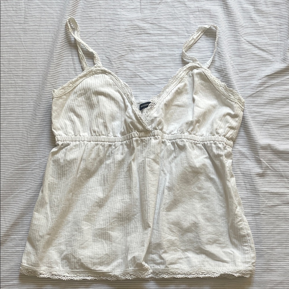 Brandy Melville White Lace Trim Tank Top